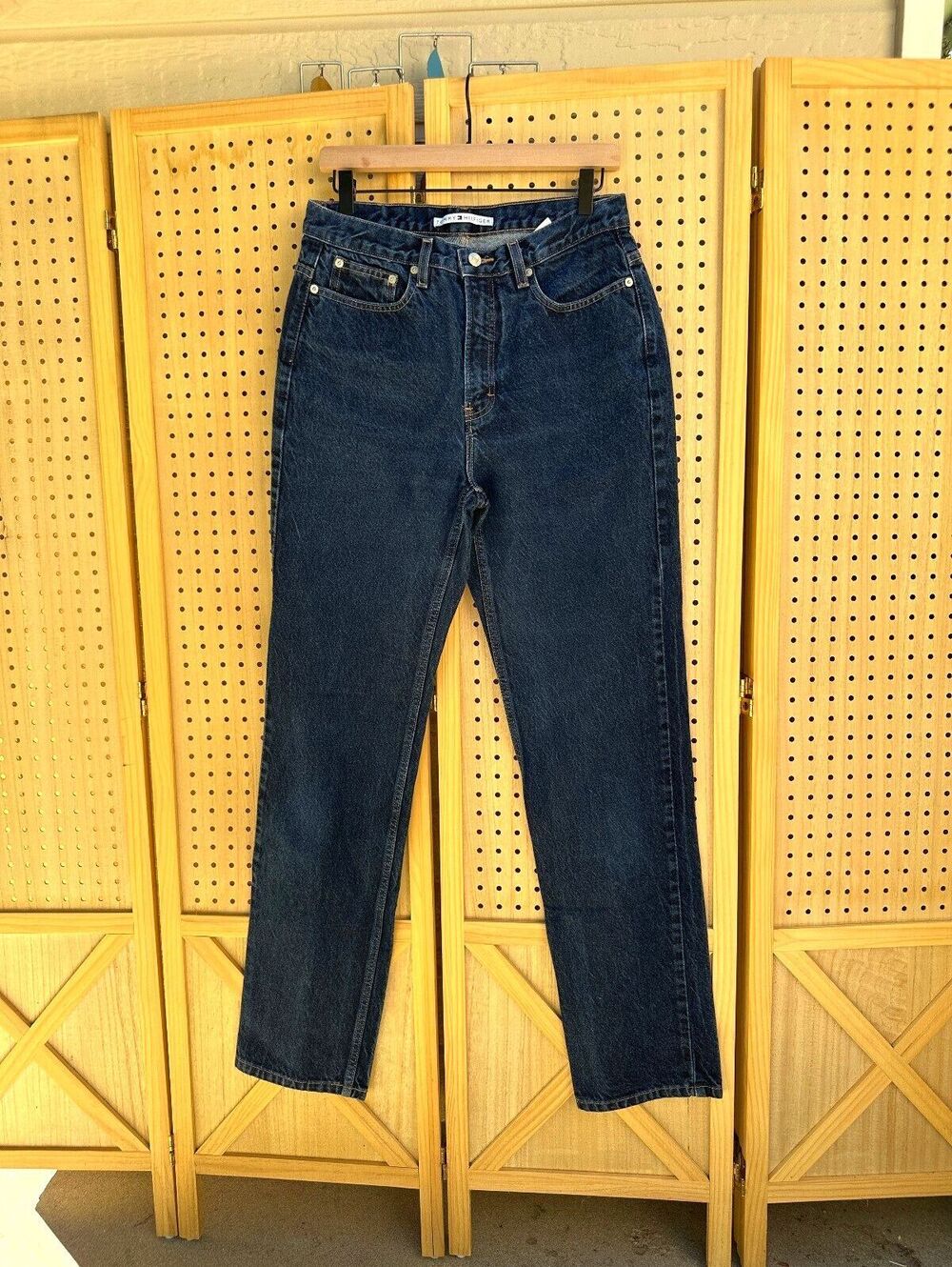 Vintage Tommy Hilfiger Jeans Size 12 33 Inseam Dark Wash Straight Leg 90s